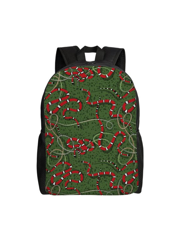 Red Snake Print Laptop Backpack,Work Business Backpacks, Large Capacity Nurse Bag College Bookbag for School, Waterproof Casual Daypack for Travel