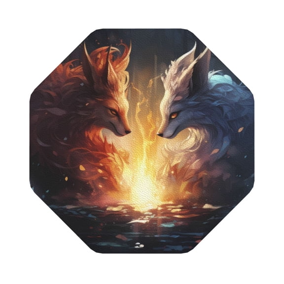 Fuzoiu Red And White Flame Fox Print Leather Coasters Set,Drink Coasters Set of 6,for Tabletop Protection, Durable PVC Coasters,Home Décor and Housewarming Gift,Octagon