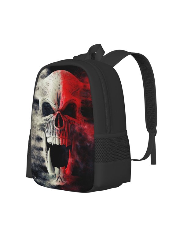 Red And White Screaming Demon Skull Print Large Capacity Backpack,Travel Backpack,Laptop Bag,College School Rucksack Bag,for School, Travel & Outdoor Activities