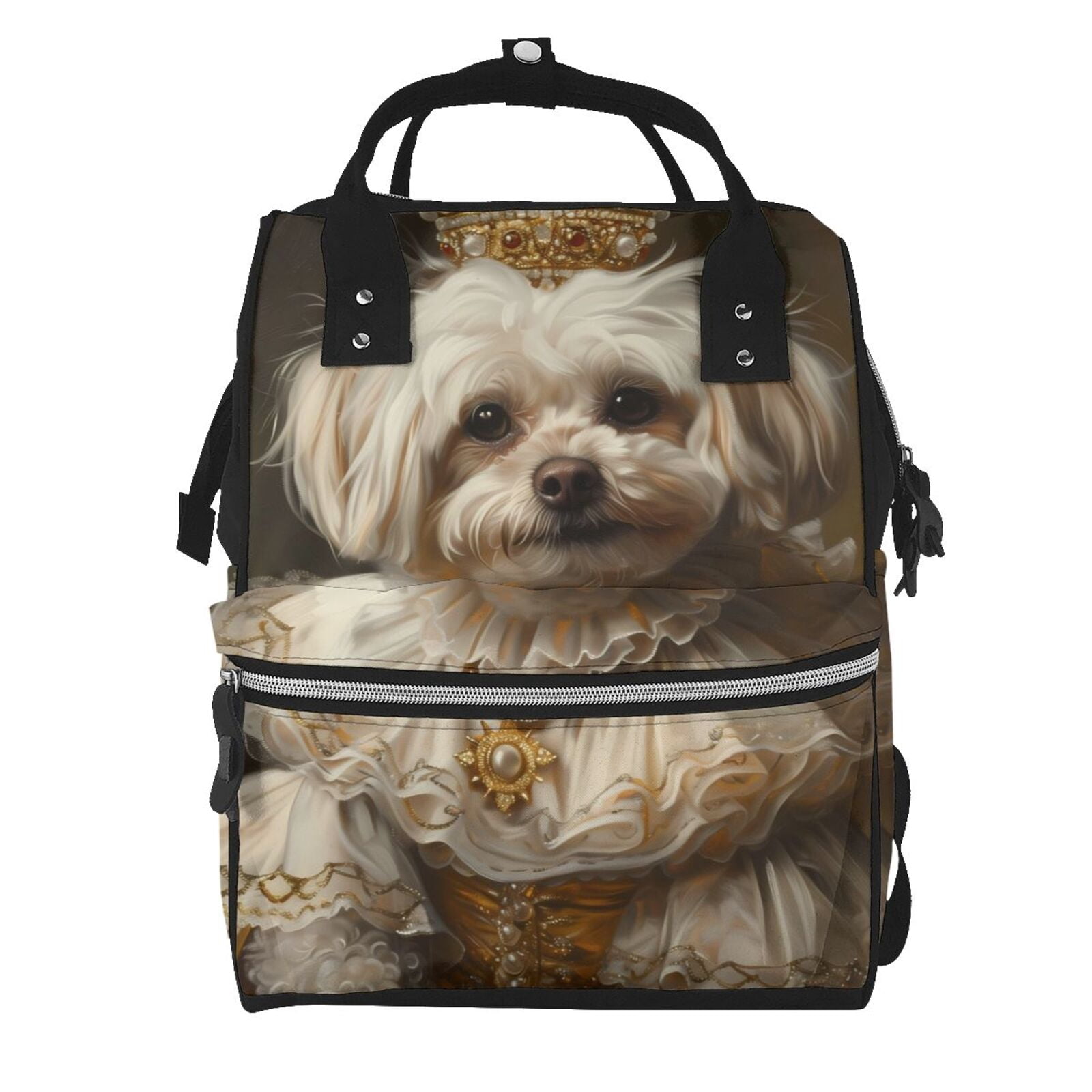 Fuzoiu Regal Dog In Royal Attire Print Diaper Bag Backpack,Baby Essentials Travel Tote,Multi function Waterproof Diaper Bag, Travel Essentials Baby Bag - Unisex