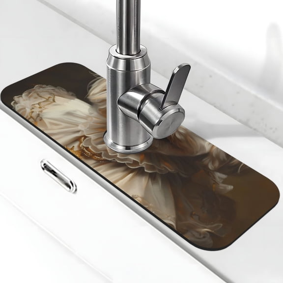 Fuzoiu Regal Dog In Royal Attire Print Kitchen Faucet Suction Pad, Sink Splash Guard Faucet Mat, Faucet Handle Drip Catcher Tray Drying Mat For Bathroom Kitchen Bathroom Countertop