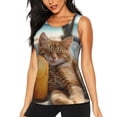 thumbnail image 1 of Fuzoiu Relaxing Cat With Orange Juice Print Women's Workout Tank Top,Athletic Racerback Sports Tank,Tops Sleeveless Running Loose Fit Yoga Tops,Active Shirts for Yoga, Running, and Gym-Large, 1 of 7