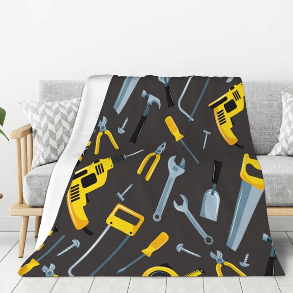 Fuzoiu Repair tools (2) Print Flannel Throw Blanket,Light Weight Warm Decorative,Throw Blanket Cover for Sofa, Couch, Bedroom,Travel-60"x50"
