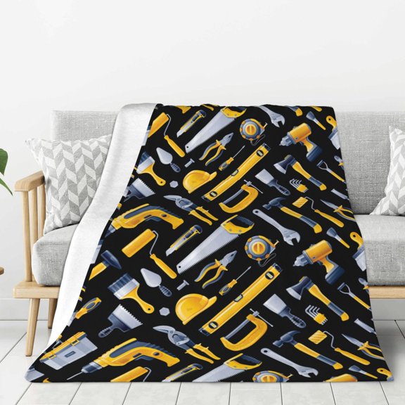 Fuzoiu Repair tools Print Flannel Throw Blanket,Light Weight Warm Decorative,Throw Blanket Cover for Sofa, Couch, Bedroom,Travel-60"x50"