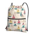 thumbnail image 1 of Fuzoiu Reto Marine Nautical Print Drawstring Backpack Water Resistant String Bag Sports Sackpack Gym Sack for Men Women, 1 of 6