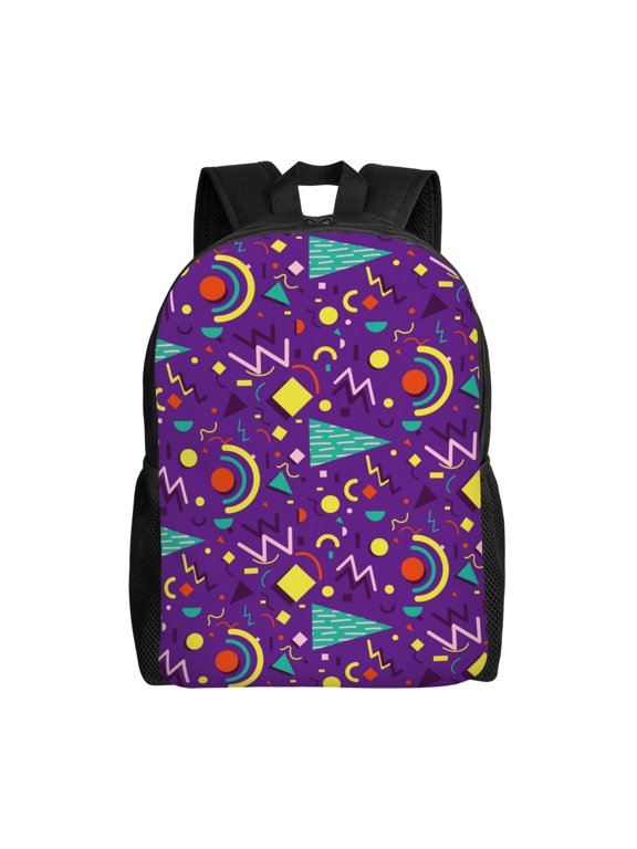 Retro 80s Style Print Laptop Backpack,Work Business Backpacks, Large Capacity Nurse Bag College Bookbag for School, Waterproof Casual Daypack for Travel