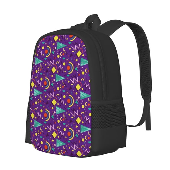 Fuzoiu Retro 80s Style Print Large Capacity Backpack,Travel Backpack,Laptop Bag,College School Rucksack Bag,for School, Travel & Outdoor Activities