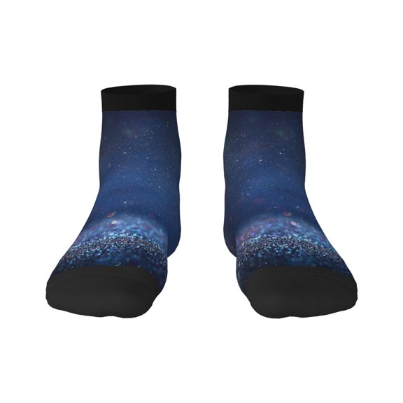 Fuzoiu Retro Blue Glitter Print Adult Socks, Crew Moisture-wicking Socks, Unisex Cushion Crew Socks,Casual Sports Ankle Socks