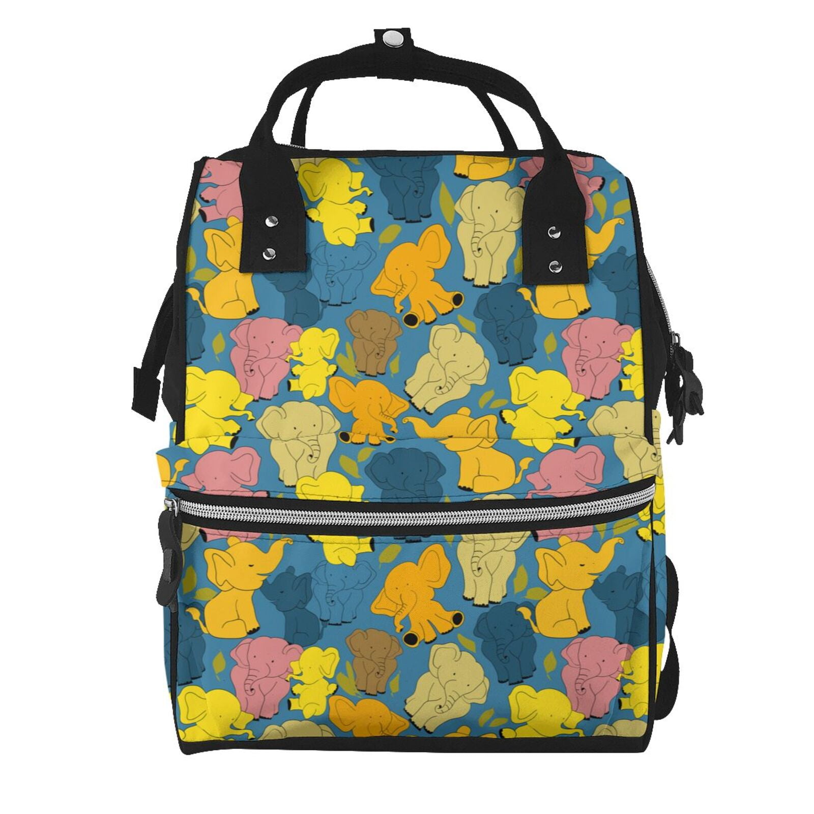 Fuzoiu Retro Boho Elephants Print Diaper Bag Backpack,Baby Essentials Travel Tote,Multi function Waterproof Diaper Bag, Travel Essentials Baby Bag - Unisex