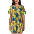 thumbnail image 1 of Fuzoiu Retro Boho Elephants Print Women's Short-Sleeved Pajama Set,Lounge Sleepwear Set,Womens Pajama Sets 2 Piece,Button-Up Top and Shorts with Pockets-Medium, 1 of 7