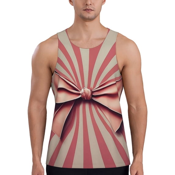 Fuzoiu Retro Bow Print Men's Workout Tank Tops,Sleeveless Gym Shirt Quick Dry,Fitness Bodybuilding T-Shirt,Muscle Athletic Workout Tee-XX-Large