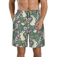 thumbnail image 1 of Fuzoiu Retro Bunny Floral Print Men's Beach Shorts,Men's Swim Trunks,Quick Dry Board Shorts with Pockets,Men's Bathing Suits for Surfing, Running, and Casual Wear-Large, 1 of 6