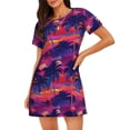 thumbnail image 1 of Fuzoiu Retro Palms Print Women Nightgowns, Soft Comfy Lightweight Short Sleeves Sleepwear,Crew Neck Loungewear, 1 of 6