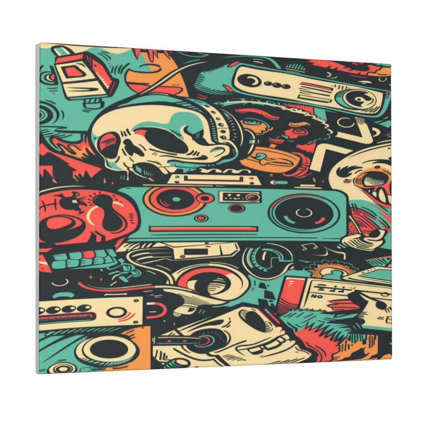 Fuzoiu Retro Pop Art Collage Print Canvas Wall Art for Bathrooms,Wall
