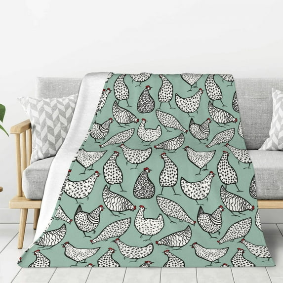 Fuzoiu Retro Rooster4 Print Flannel Throw Blanket,Light Weight Warm Decorative,Throw Blanket Cover for Sofa, Couch, Bedroom,Travel-60"x50"