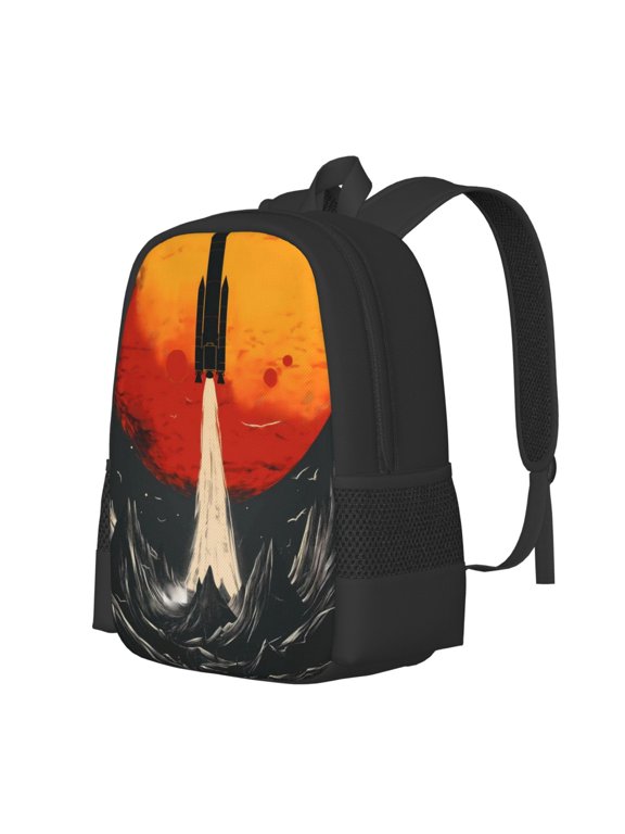 Retro Space Rocket Launch Print Large Capacity Backpack,Travel Backpack,Laptop Bag,College School Rucksack Bag,for School, Travel & Outdoor Activities