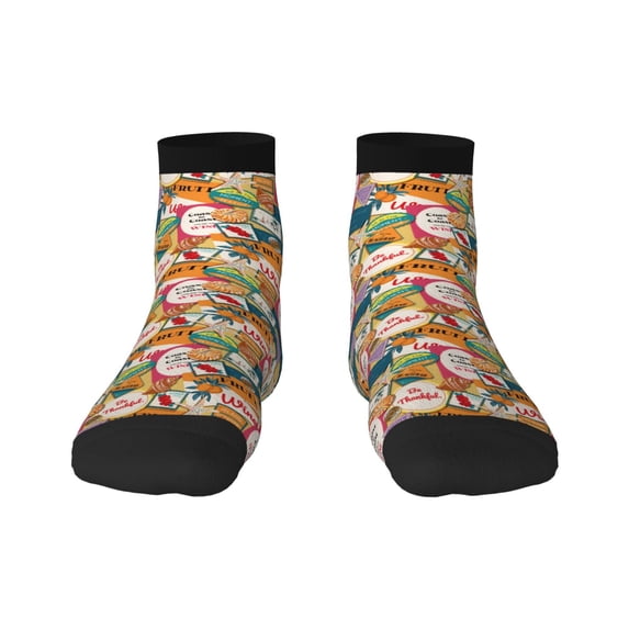 Fuzoiu Retro Summer Stamp Print Adult Socks, Crew Moisture-wicking Socks, Unisex Cushion Crew Socks,Casual Sports Ankle Socks