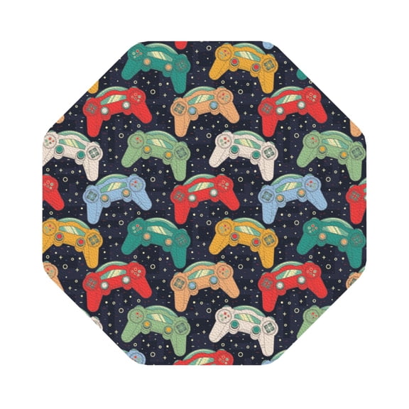 Fuzoiu Retro Video Game Print Leather Coasters Set,Drink Coasters Set of 6,for Tabletop Protection, Durable PVC Coasters,Home Décor and Housewarming Gift,Octagon