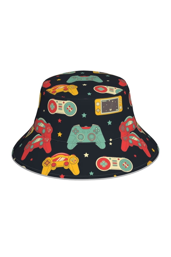 Retro Video Game Print Reflective Bucket Hat,Outdoor Hat for Men and Women,Bucket Hat for Travel Fishing Hunting Summer Camp