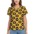thumbnail image 1 of Fuzoiu Retro Vinyl Records Print Women's Classic V-Neck T-Shirt, Short Sleeve V Neck Tees for Casual Everyday Wear,Casual Fit Tee,Summer Fashion Tops-Small, 1 of 5
