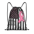 thumbnail image 1 of Fuzoiu Ribbon Breast Cancer Awareness Print Drawstring Backpack for Gym, Travel, Yoga,Sports Sackpack String Bag for Women Men-Small, 1 of 6