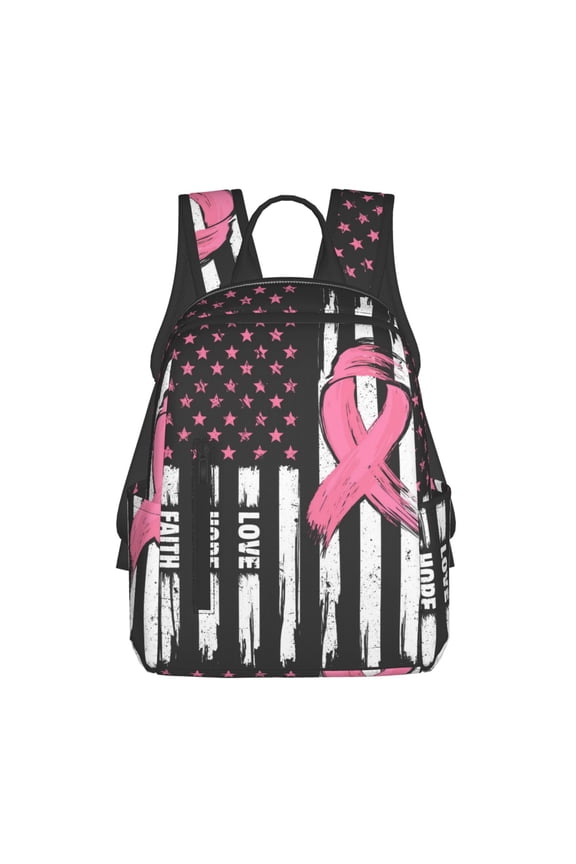 Ribbon Breast Cancer Awareness Print Lightweight Daypack,Weekender Bag for Men and Women, Travel Backpack with Padded Straps for School, Travel & Work