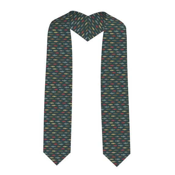Fuzoiu River Freshwater Fish Print Graduation Sash,Graduation Stole,Unisex Adult Graduation Stole Shawl 91" Long,for Academic Commencements Shawl-Sharp Corner
