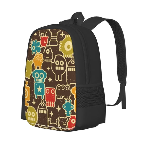 Fuzoiu Robot and Monsters Print Large Capacity Backpack,Travel Backpack,Laptop Bag,College School Rucksack Bag,for School, Travel & Outdoor Activities
