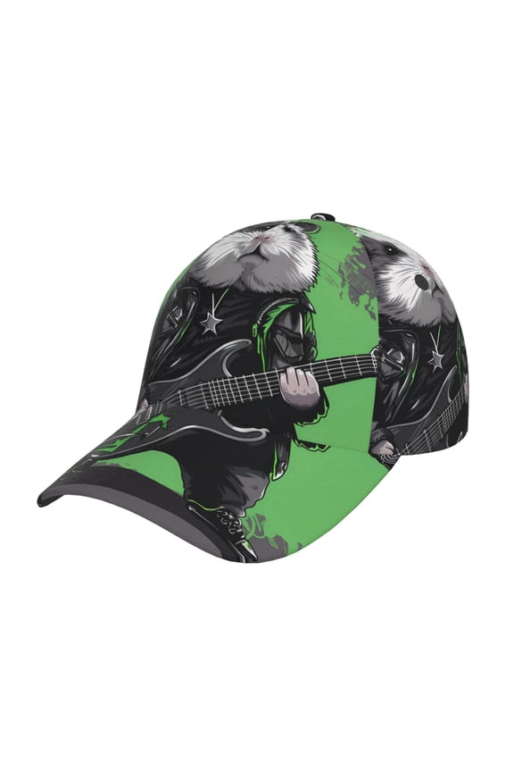 Rock Guitar Guinea Pig Print Adjustable Baseball Cap for Men and Women, Unisex Sports Hat, Sun Protection Hat for Running Workouts and Outdoor Activities All Seasons