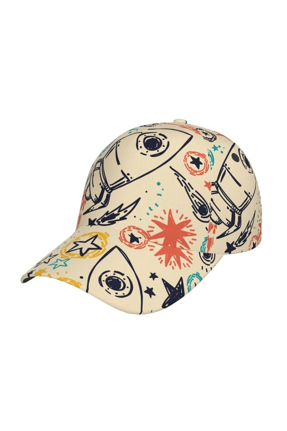Rockets Print Adjustable Baseball Cap for Men and Women, Unisex Sports Hat, Sun Protection Hat for Running Workouts and Outdoor Activities All Seasons