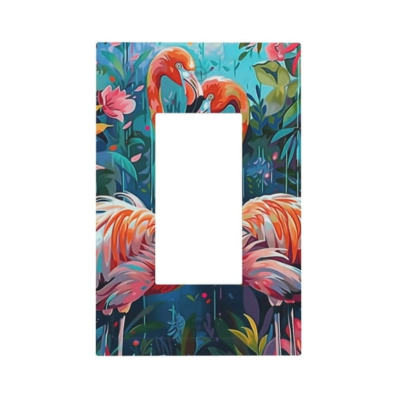 Fuzoiu Romantic Flamingo Pair Print Single Duplex Outlet Cover Plate, Light Switch Cover, for Receptacle Light Switch, Switch Cover Decorative Wallplate-Style U