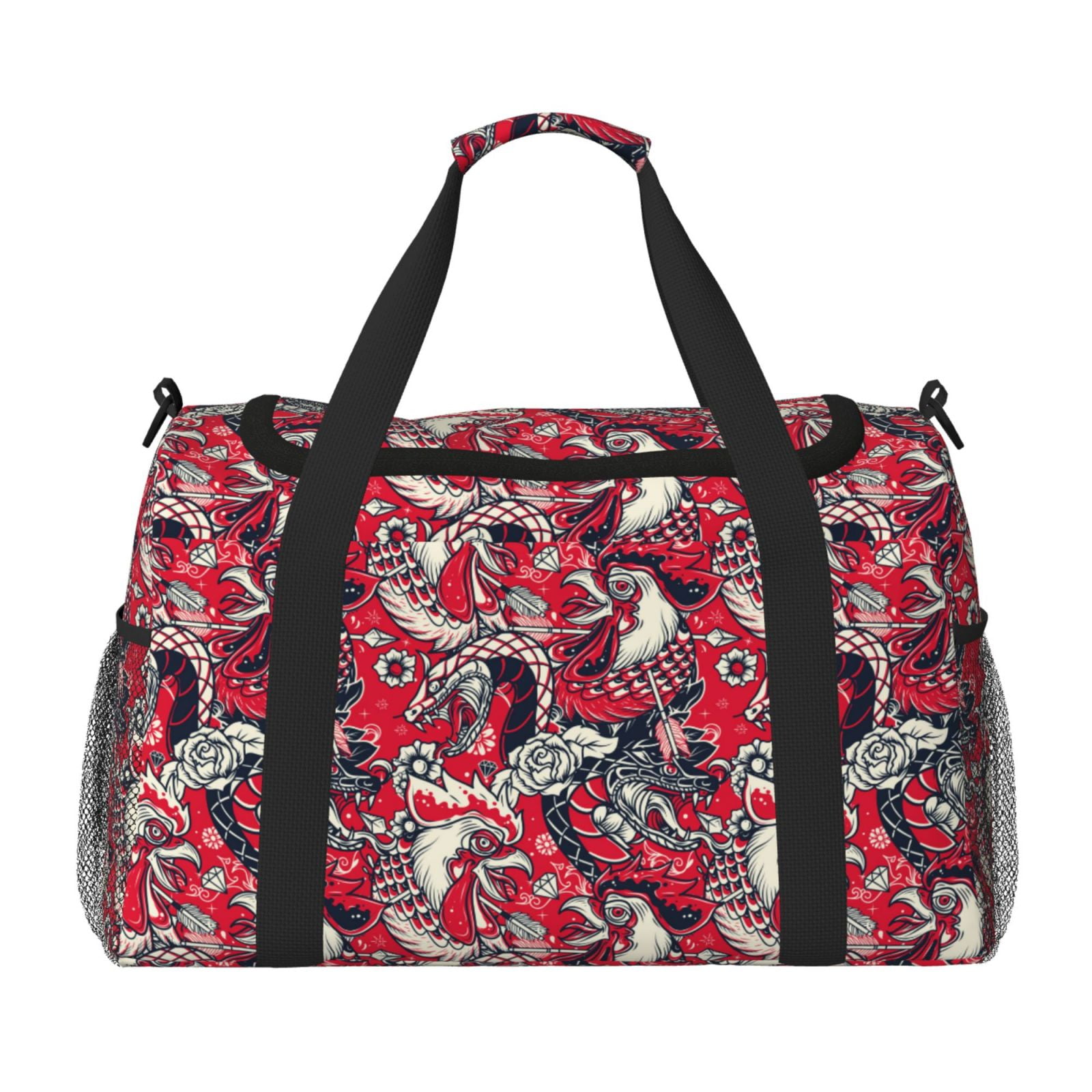 Fuzoiu Rooster Head Print Travel Duffle Bag,Carry On Tote Bags,Duffel Bag,Sport Gym Bag, Hospital Bag for Labor and Delivery, Overnight Bag,Luggage Bag