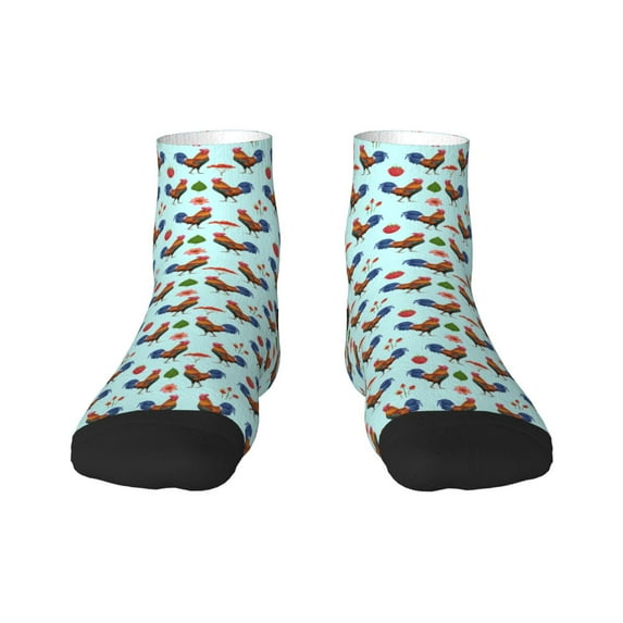 Fuzoiu Roosters And Plants Print Adult Socks, Crew Moisture-wicking Socks, Unisex Cushion Crew Socks,Casual Sports Ankle Socks