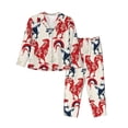thumbnail image 1 of Fuzoiu Roosters Print Women's Long-Sleeved Pajama,Lounge Button Down Nightwear,Womens Notch Collar Pajama Set-Small, 1 of 7