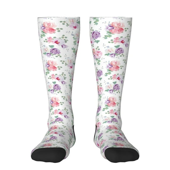 Fuzoiu Rose Flower B Print Adult Stockings,Crew Socks,Unisex Fashion Socks, Casual Sports Socks,Comfortable Crew Socks for Everyday Wear and Sports