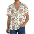 thumbnail image 1 of Fuzoiu Rose Flowers Print Men's Casual Short,Men's Short Sleeve Shirt,Mens Casual Button Down Shirts,Cuban Collar Summer Shirt for Beach, Vacation, and Outdoor Activities-Medium, 1 of 5
