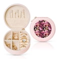 thumbnail image 1 of Fuzoiu Rose Flowers Print Portable Jewelry Box,Round Mini Leather Travel Jewelry Case,Small Travel Jewelry Organizer,Jewelry Holder for Ring Necklace Earring for Women Girls-Pink, 1 of 7