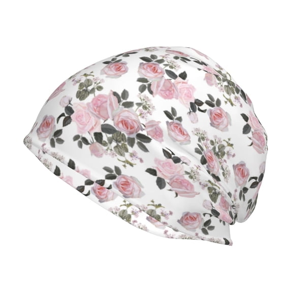Fuzoiu Rose Flowers Print Winter Beanie Hat for Men & Women,Warm Knit Cap,Women Windproof Watch Hat,Knit Warm Unisex Beanie