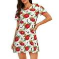 thumbnail image 1 of Fuzoiu Rose Flowers Print Women Nightgowns, Soft Comfy Lightweight Short Sleeves Sleepwear,Crew Neck Loungewear, 1 of 6