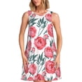 thumbnail image 1 of Fuzoiu Rose Flowers Print Women's Sleeveless Dress,Summer Dresses for Women,Casual Sundresses,Beach Sleeveless T-shirt Swing Dress with Pockets, 1 of 7