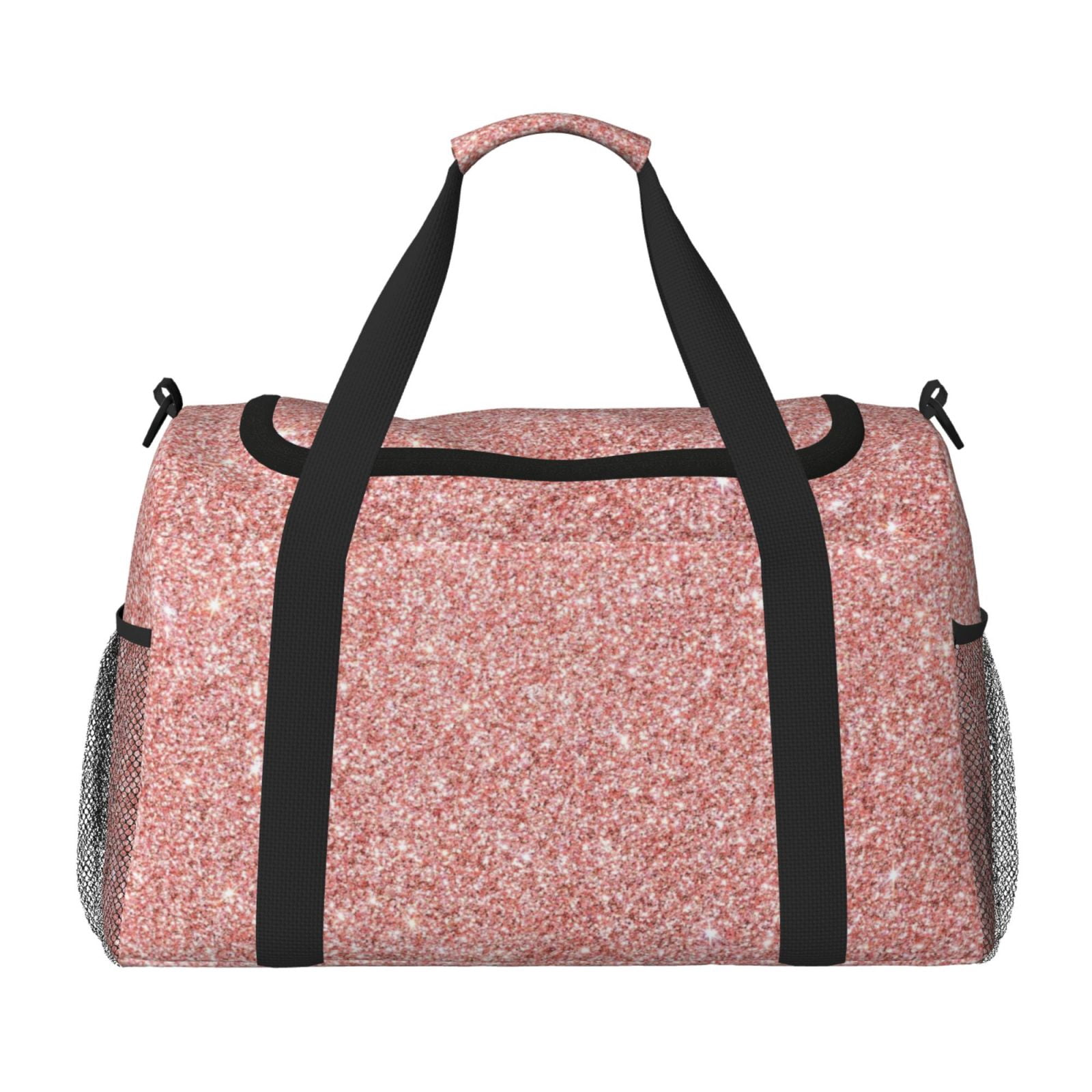 Fuzoiu Rose Gold Glitter Print Travel Duffle Bag,Carry On Tote Bags,Duffel Bag,Sport Gym Bag, Hospital Bag for Labor and Delivery, Overnight Bag,Luggage Bag