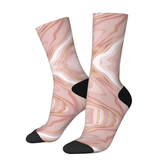 Fuzoiu Rose Gold Glitter Splatter Print Athletic Crew Socks for Men & Women,Casual Crew Socks,Above Ankle Crew Socks for Business, Casual