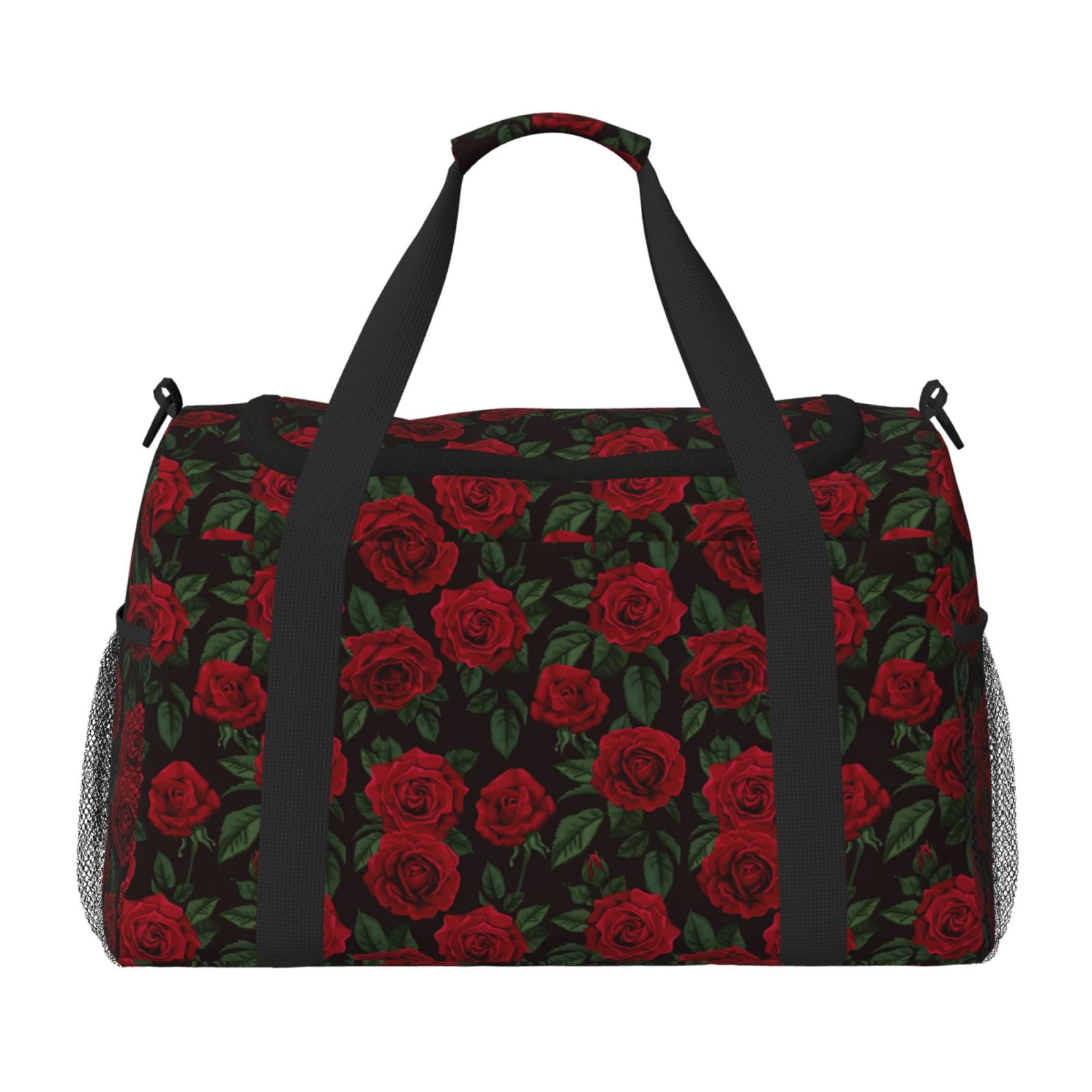 Fuzoiu Rose Print Travel Duffle Bag,Carry On Tote Bags,Duffel Bag,Sport Gym Bag, Hospital Bag for Labor and Delivery, Overnight Bag,Luggage Bag
