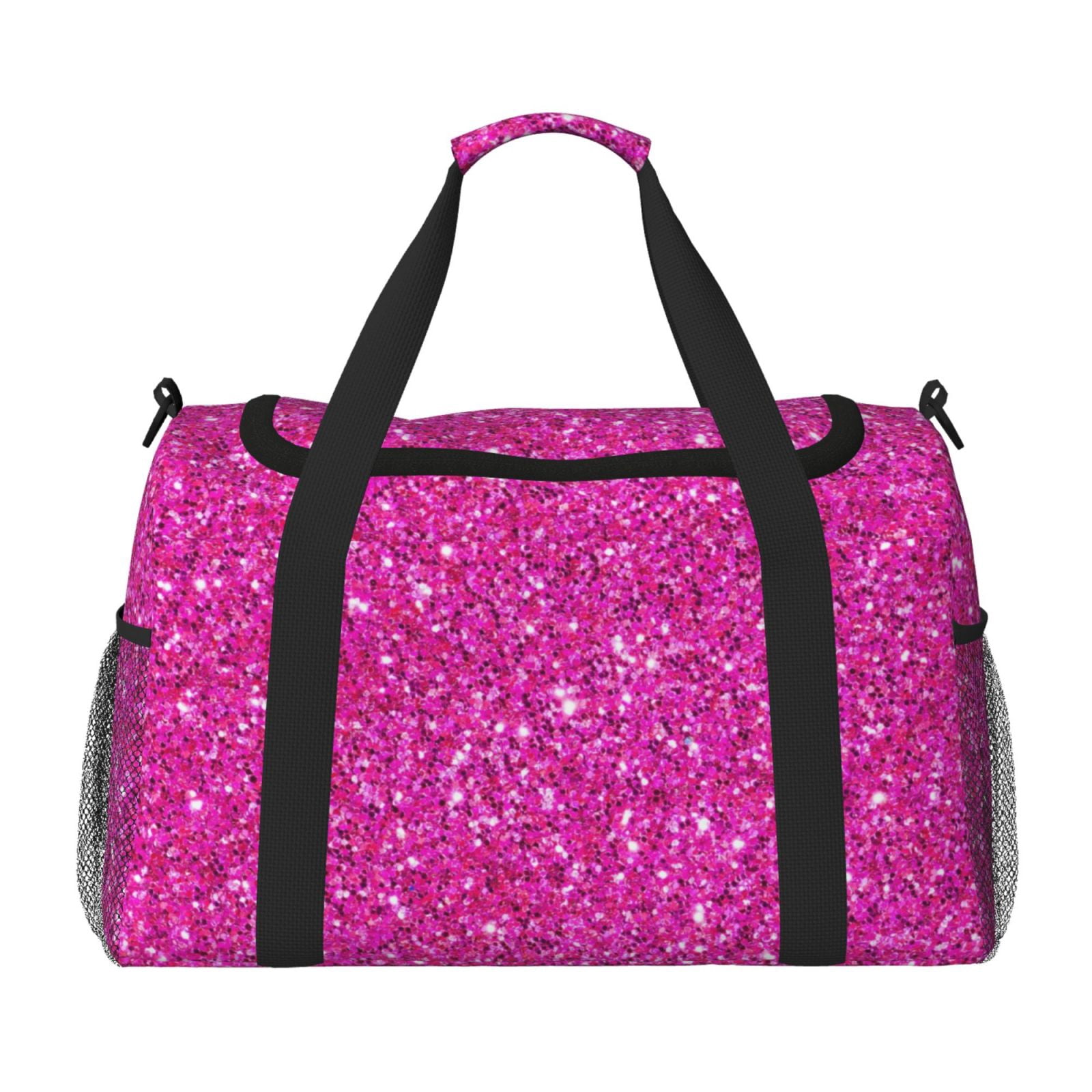 Fuzoiu Rose Red Glitter Print Travel Duffle Bag,Carry On Tote Bags,Duffel Bag,Sport Gym Bag, Hospital Bag for Labor and Delivery, Overnight Bag,Luggage Bag