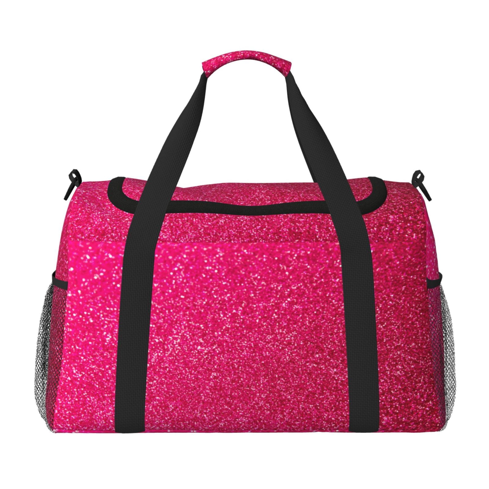 Fuzoiu Rose Red Glitter Print Travel Duffle Bag,Carry On Tote Bags,Duffel Bag,Sport Gym Bag, Hospital Bag for Labor and Delivery, Overnight Bag,Luggage Bag