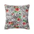 thumbnail image 1 of Fuzoiu Roses Mixed Zebra 1 Print Square Pillow Cover,Hidden Zipper Design,Luxury Square Pillow Case, Throw Pillow,Couch Cushion-18"x18", 1 of 7