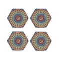 thumbnail image 1 of Fuzoiu Round Mandala Print Leather Coasters Set,Drink Coasters Set of 4,for Tabletop Protection, Durable PVC Coasters,Home Décor and Housewarming Gift-Hexagon, 1 of 6