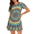 thumbnail image 1 of Fuzoiu Round Mandala1 Print Women Nightgowns, Soft Comfy Lightweight Short Sleeves Sleepwear,Crew Neck Loungewear, 1 of 6