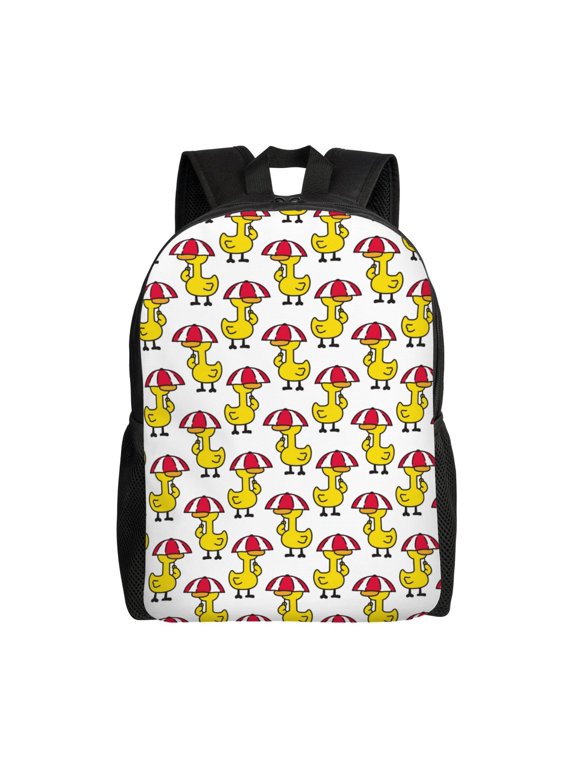 Rubber Duck Chicken Bird Print Laptop Backpack,Work Business Backpacks, Large Capacity Nurse Bag College Bookbag for School, Waterproof Casual Daypack for Travel