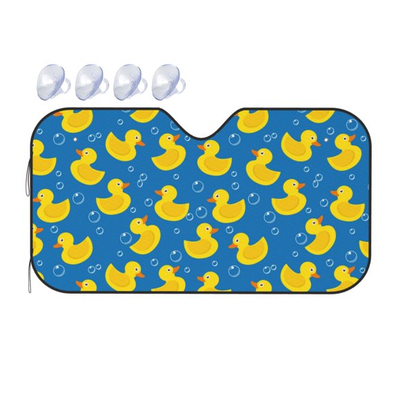 Fuzoiu Rubber Duck Print Car Windshield Sunshade,Foldable Reflective Sun Visor,Windshield Sun Shade,UV Rays Sun Visor Shade,Auto Front Sun Shield Shade-Small